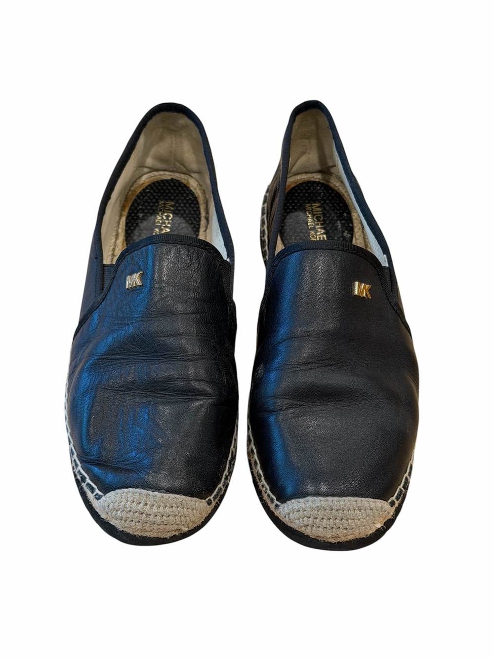 Michael Kors Women’s Black Leather Slip-On Espadrilles